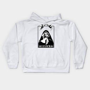 Sinners - Black Metal Design - White Kids Hoodie